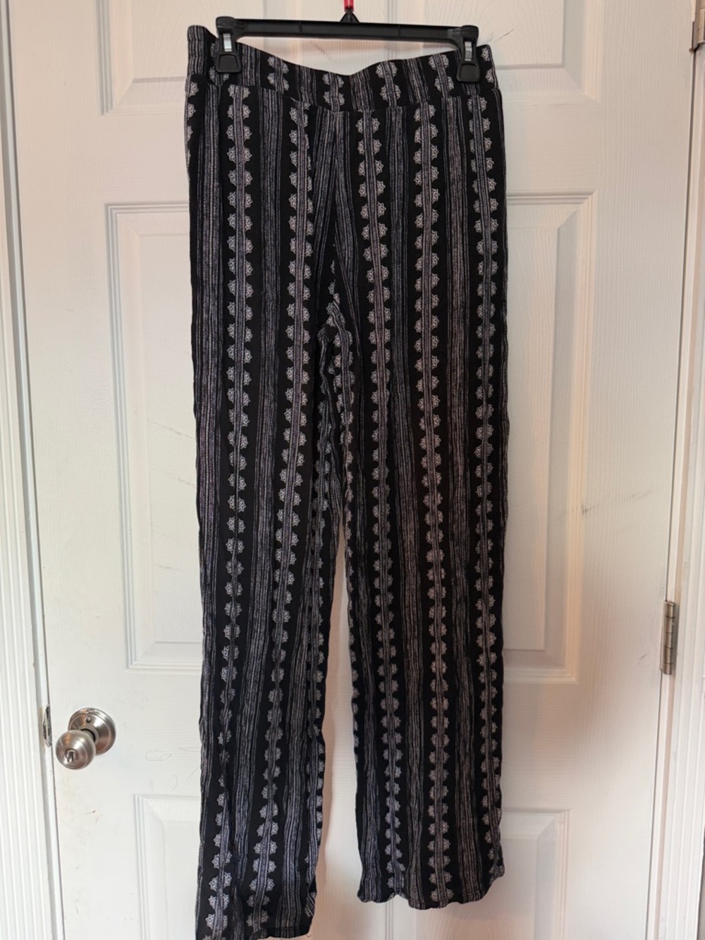 Black & White Vertical Stripe Wide-Leg Pants
